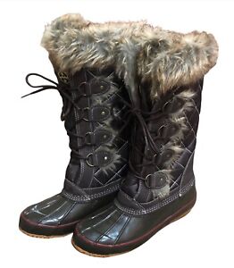 Winter Snow Boots Insulated Fur Khombu Jandice Size 8 Waterproof Upper 11” Shaft