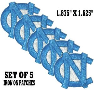 Lot 5 NC Patch LOGO University of North Carolina Tar Heels EMBROIDERED iron on