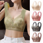 Womens Seamless Lace Push Up Bra Front Lace Cover Sports Yoga Bra Underwear US *