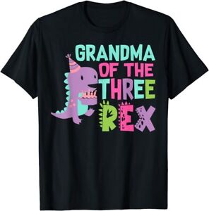 Grandma of the Three Rex Birthday Dinosaur Family Matching T-Shirt