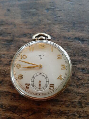 1947 Elgin Grade 546 Model 5 10s 15j Pocket Watch W/ 10K GF Case Runs Great!