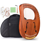 Lyre Harp Mahogany Wood 16 Metal Strings W/ Carry Bag Tuning Wrench String O3Q5
