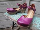 Jafa Purple Leather Platform Mary Jane Heel Womens EU 38 Buckle Strap Shoe EUC