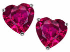 1 ct. Genuine Ruby Heart Stud Earrings in Sterling Silver