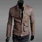 New Men's Slim Fit Designed Sexy Zipper PU Leather Short Jacket Coat 0306