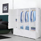 Portable Wardrobe Closet Cube Storage Armoire Plastic Dresser 4Tiers 16 Cubes