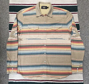 RRL Double RL Ralph Lauren Southwestern Pearl Snap Shirt, Size M, Navajo/Aztec
