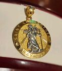 New! 14kt Solid Yellow+White Gold Religious Saint, NG, Pendant! 3.77gr Not Scrap