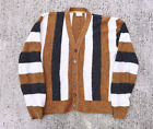 1960s Brent Striped Mohair Shaggy Striped Cardigan Sweater 1950s Vintage Men's L