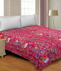 Indian Handmade Cotton Kantha Bedding Bedspread Quilt Floral Blanket Throw King