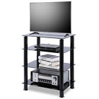 TV Stand Audio Video Tower 4-tier Glass Shevles for TV Media with Storage