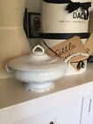 Vintage Antique Large White Ironstone Farmhouse Tureen With Lid And Ladle Handle