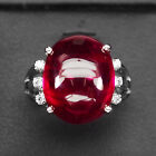 Pigeon Blood Red Ruby Cabochon Oval 18.50Ct 925 Sterling Silver Handmade Rings