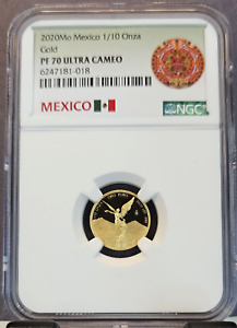 2020 MEXICO GOLD LIBERTAD 1/10 ONZA NGC PF 70 ULTRA CAMEO ONLY 250 MINTED RARE