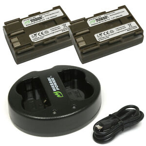 Wasabi Power Battery (2-Pack) & Dual Charger for Canon BP-511A, BP-512, BP-514