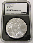 2020 American Silver Eagle NGC MS70 Early Releases Black Core Slab