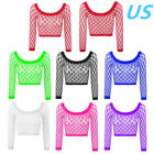 US Women's Hollow Out Fishnet Crop Top Beach Cover Up Pullover Tops Streetwear