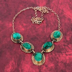 Faceted Zambian Emerald Necklace Adjustable Necklace Copper Gemstone Jewelry
