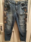 Democracy Jeans Floral Embroidery Size 12 Seamless Ankle Skimmer Skinny