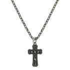 Montana Silversmiths Men's Antiqued Stainless Barbed Wire Cross Necklace