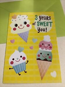 Happy 3rd Birthday 3 Years Old Of Sweet You! 5”x7” Hallmark Greeting Card