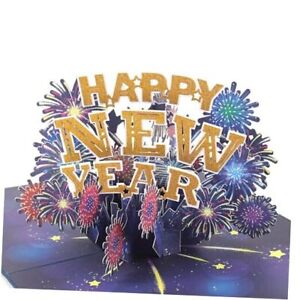 Liif 2024 Firework Card, 3D Greeting Pop Up New Year Card | With Happy New Year