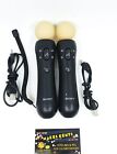 2X PLAYSTATION 3 MOVE BUNDLE MOTION CONTROLLERS PS3 OEM REMOTES - READ