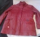 Vintage PHASE 2 Insulated Leather Coat Long Jacket Womens 1X Burgundy Red