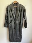 Vintage Leather Trench Coats Jacqueline Ferrar Black Leather Cuffed Long Size S