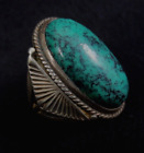 Antique Navajo Ring - Coin Silver and Turquoise