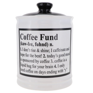 Cottage Creek Coffee Fund Jar | Coffee Jar with Black Lid | Coffee Gifts