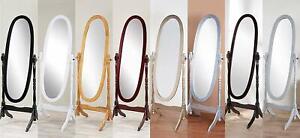 Swivel Full Length Wood Cheval Floor Mirror, White/Oak/Cherry/Black/Gold/Silver