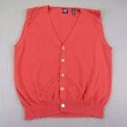 Vintage Gap Sweater Vest Mens Large Coral Red Cardigan Button Up Grandpa 90s