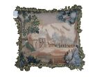 French Aubusson Style Down Filled Wool Needlepoint Castle Landscape Pillow 18