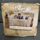 NEW~SURE FIT~SLIPCOVER~SAND ~ 0NE PIECE SOFA LOVESEAT up to 74