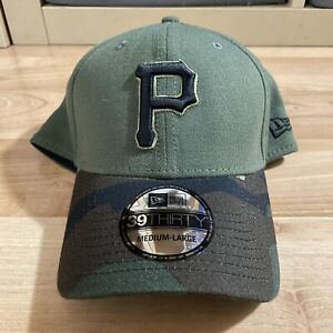 Pittsburgh Pirates Hat Cap New Era 39Thirty Green Camo Embroidered Flex Fit M/L