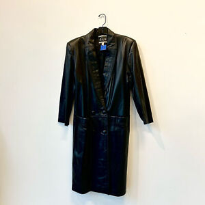 M Global Identity Black Leather Trenchcoat