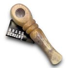 Small Hand Carved Stone Tobacco Smoking Pipe Bowl W/ Screens - 3.6