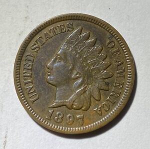 1897 1c Indian Head Penny BN, AU