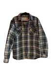 Wrangler Flannel button down mens size SMALL Green Plaid Sherpa Lined Outdoor