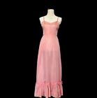 Exquisite Vintage Silk Taffeta 1930’s Petal Pink with Ruffles Slip Dress Deco