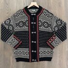 Dale of Norway Setesdal Fair Isle Clasp Front Cardigan Sweater Black Large