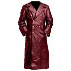 Men's German Classic Ww2 Military Uniform Officer Black Leather Trench Coat