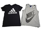 Lot of 2 Womens Athletic Tops Sm Adidas Black Tee & Med Gray Nike Tank Top