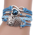owl Braided Bracelet Infinity Friendship Multilayer Charm Leather Bracelets 01