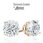 2.02CT F VS2 Certified Round Cut Lab Grown Diamond Stud Earrings 14K Rose Gold