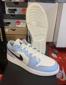 Nike Air Jordan 1 Low Ice Blue Black White UNC Shoes 554723-401 (GS) Youth Sizes