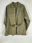 Vintage ORVIS Army Green Cotton Belted Safari Field Hunting Fishing Cargo Jacket