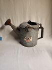 Vintage Galvanized Metal Watering Can Double Handle 6 Quart With Copper Spout