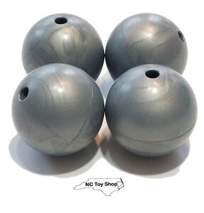 4 K'NEX Balls Silver Gray Metallic Big Ball Factory Replacement Parts KNEX